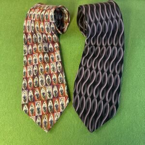 Two 2 Alexander Julian Colours 58" x 4" Silk Ties Vintage